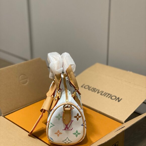 Louis Vuitton Mini Nano Speedy Monogram Multicolor Sac Bag White - Picture 4 of 9